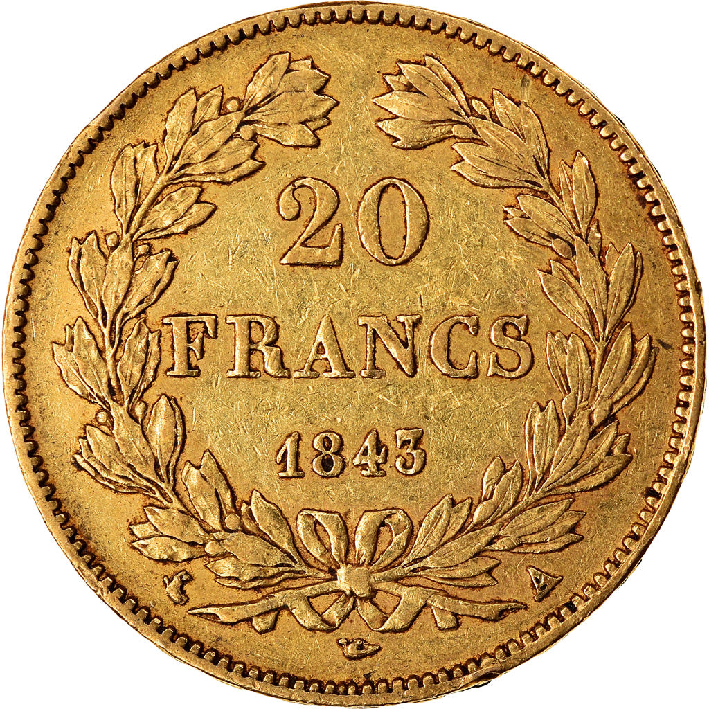 Munten, Frankrijk, Louis-Philippe, 20 Francs, 1843, Lille, ZF, Goud, KM:750.5