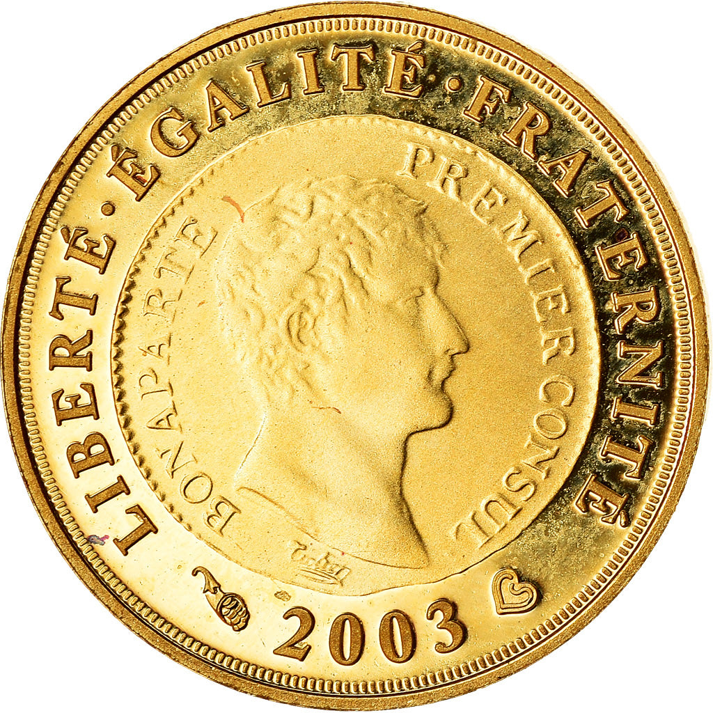 France, 1/4 Euro, 2003, bicentenaire du Franc germinal, MS(65-70), Gold
