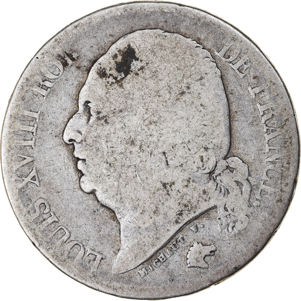 Moneda, Francia, Louis XVIII, Louis XVIII, 2 Francs, 1821, Perpignan, BC+