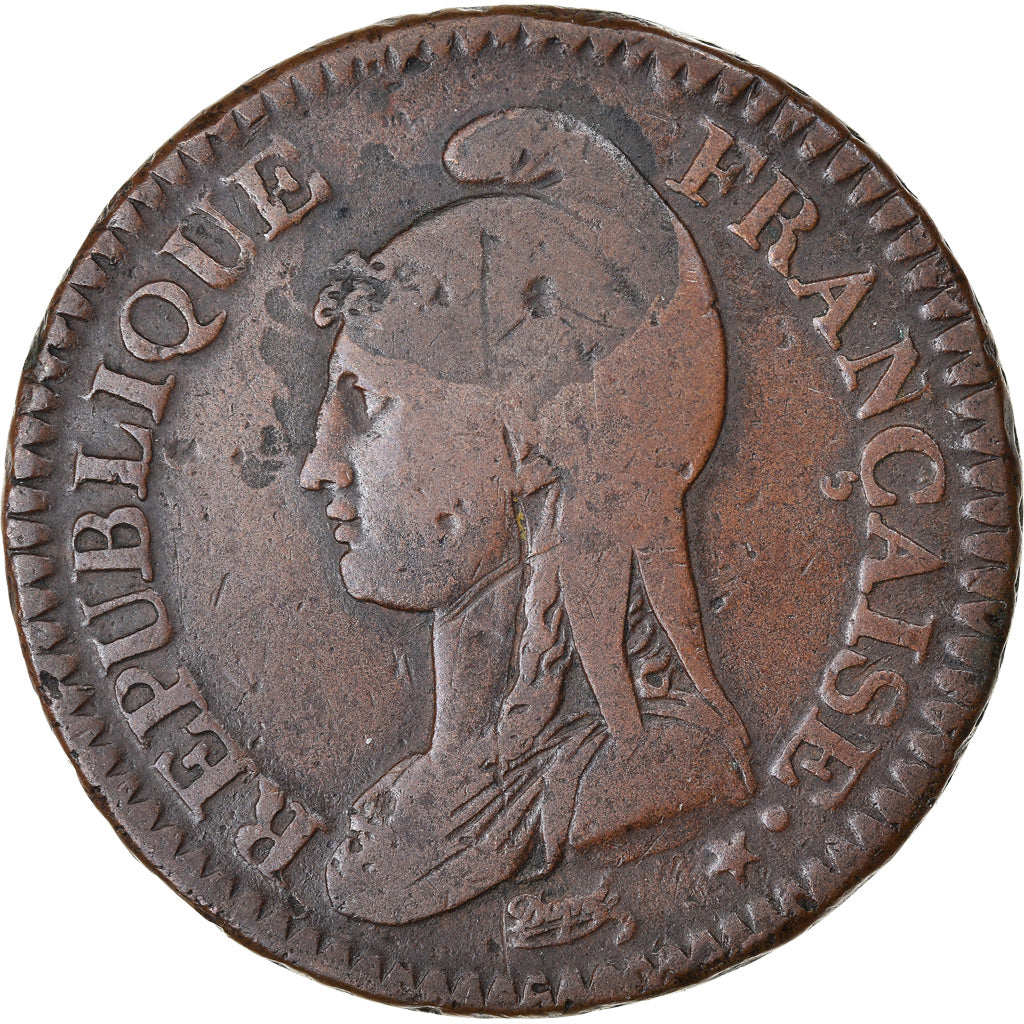 Moneta, Francia, Dupré, 2 Décimes, AN 4, Paris, MB+, Bronzo, KM:638.1