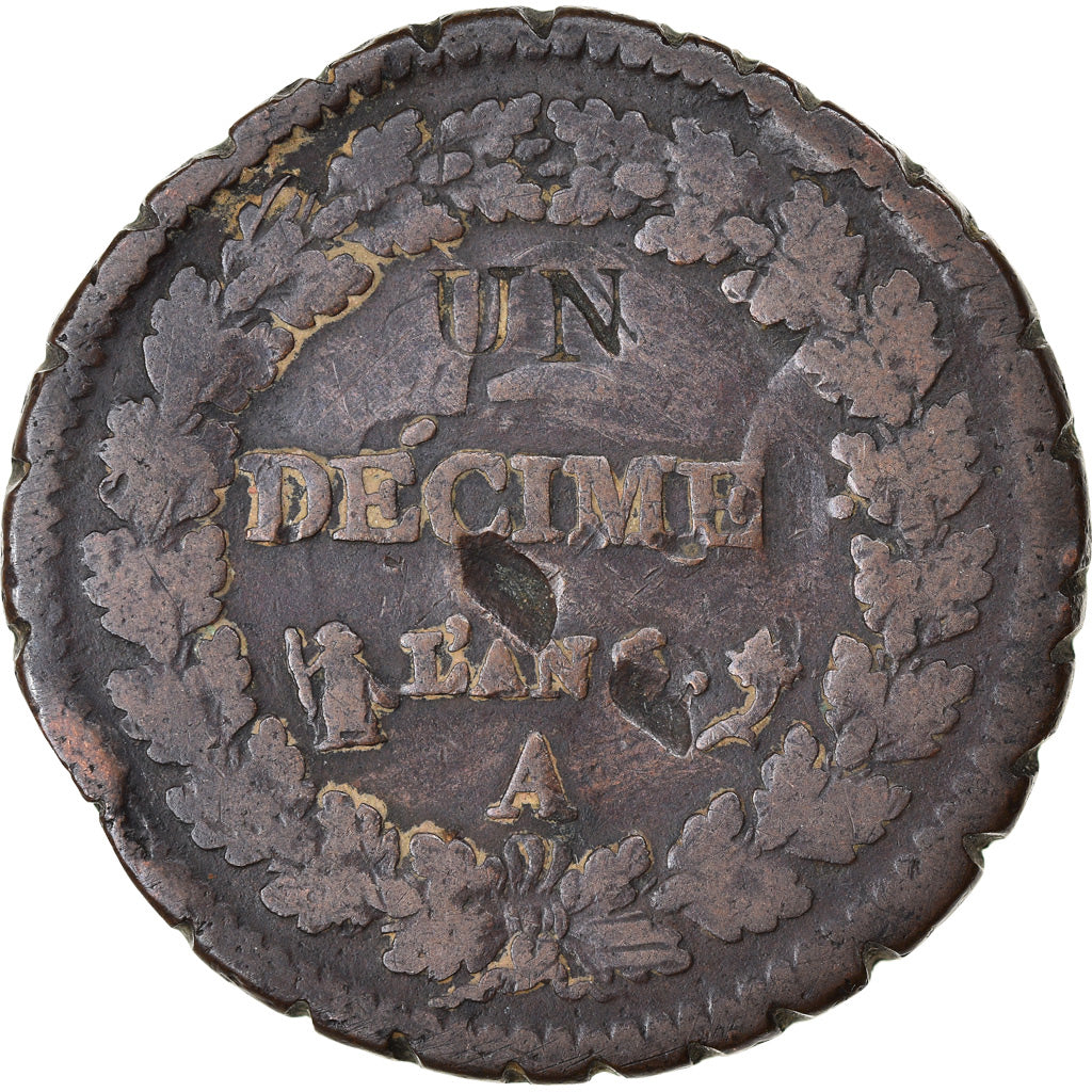 Moneta, Francja, Dupré, Decime, AN 5, Paris, Modification du 2 décimes