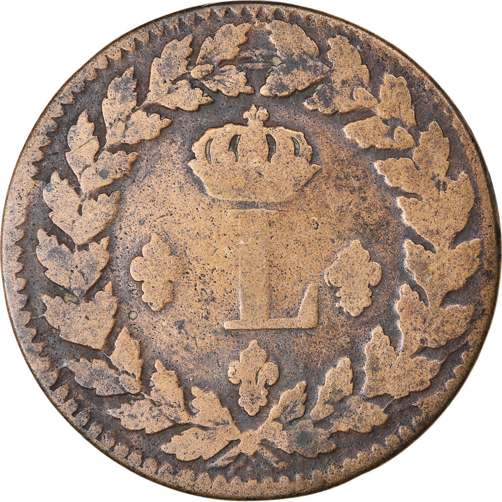 Moneta, Francia, Louis XVIII, Decime, 1815, Strasbourg, MB, Bronzo, KM:701