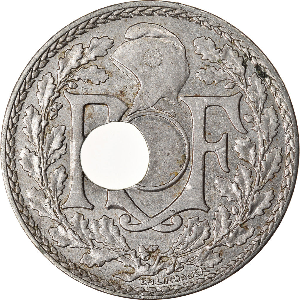 Monnaie, France, Lindauer, 10 Centimes, 1939, error off center hole punch, SUP