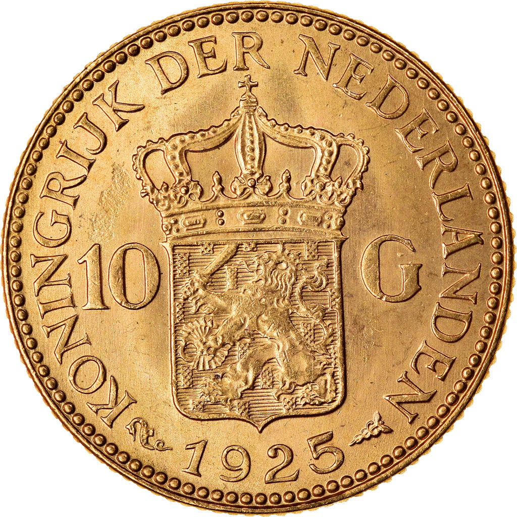Münze, Niederlande, Wilhelmina I, 10 Gulden, 1925, VZ+, Gold, KM:162