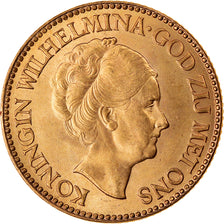 Coin, Netherlands, Wilhelmina I, 10 Gulden, 1933, MS(63), Gold, KM:162