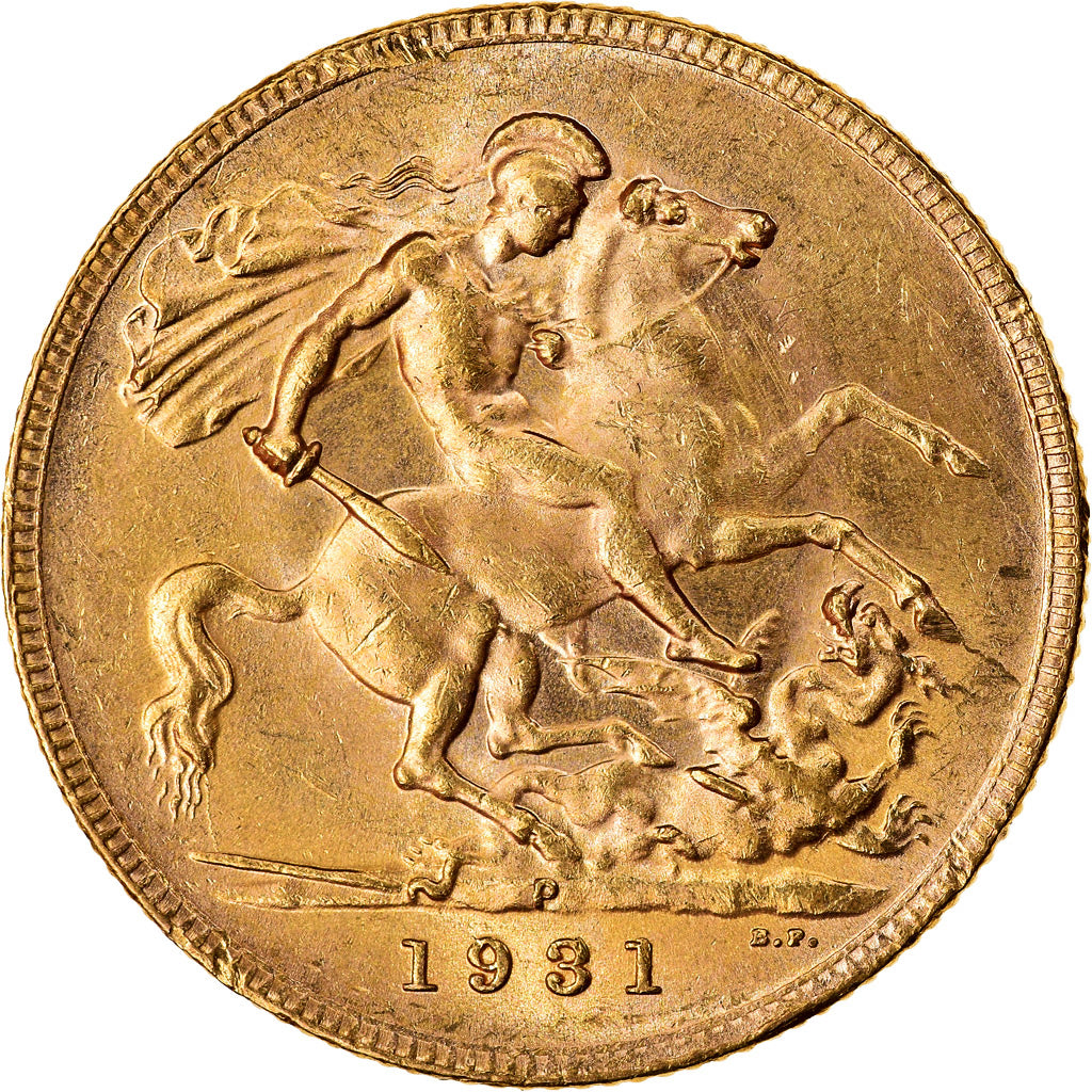 Coin, Australia, George V, Sovereign, 1931, Perth, MS(60-62), Gold, KM:32