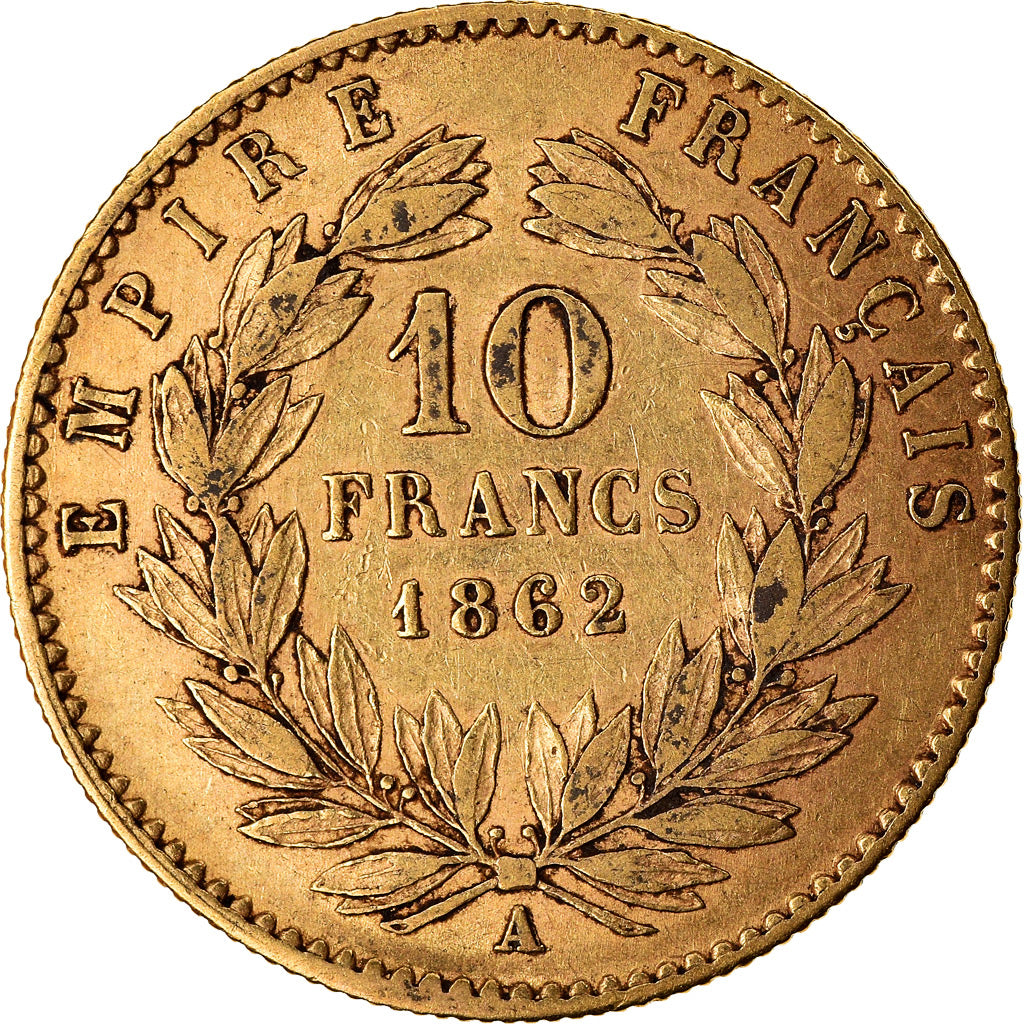 Moneta, Francja, Napoleon III, Napoléon III, 10 Francs, 1862, Paris, EF(40-45)