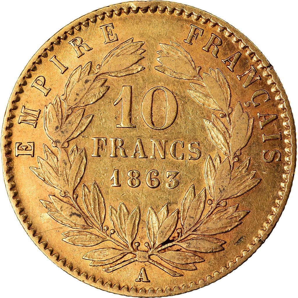 Munten, Frankrijk, Napoleon III, Napoléon III, 10 Francs, 1863, Paris, ZF+