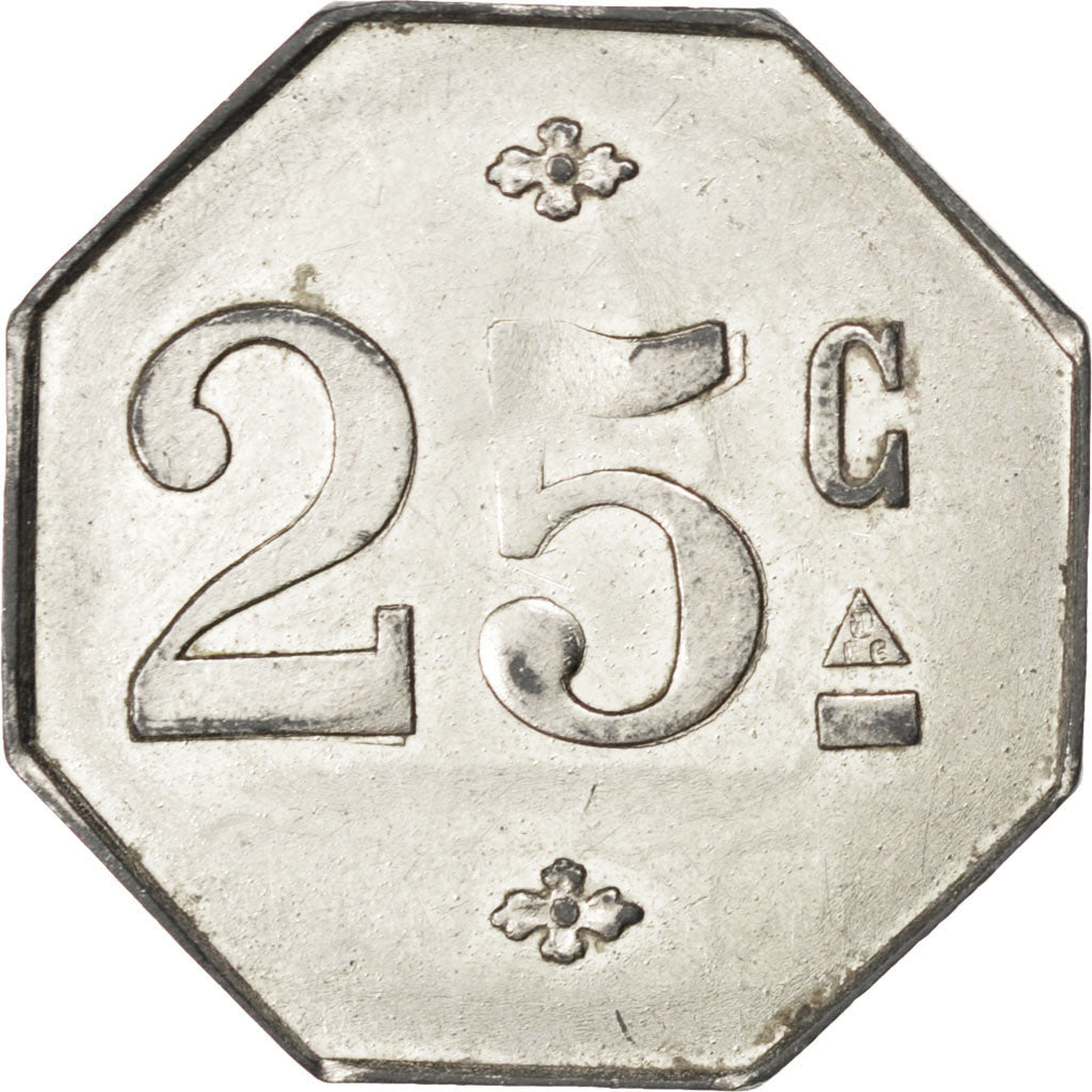 France, 25 Centimes, EF(40-45), Zinc, Elie #10.3, 2.56