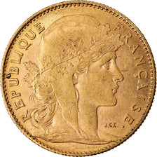 Moneda, Francia, Marianne, 10 Francs, 1909, Paris, MBC, Oro, KM:846