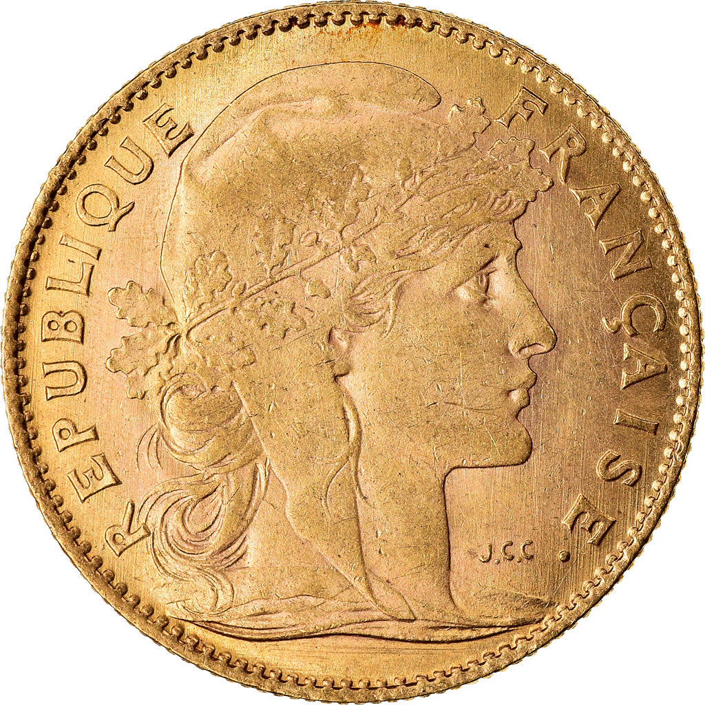 Munten, Frankrijk, Marianne, 10 Francs, 1910, Paris, ZF+, Goud, KM:846