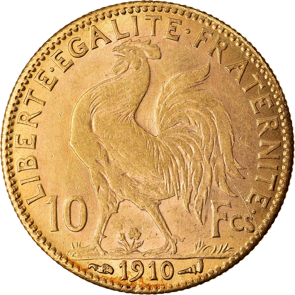 Munten, Frankrijk, Marianne, 10 Francs, 1910, Paris, ZF+, Goud, KM:846