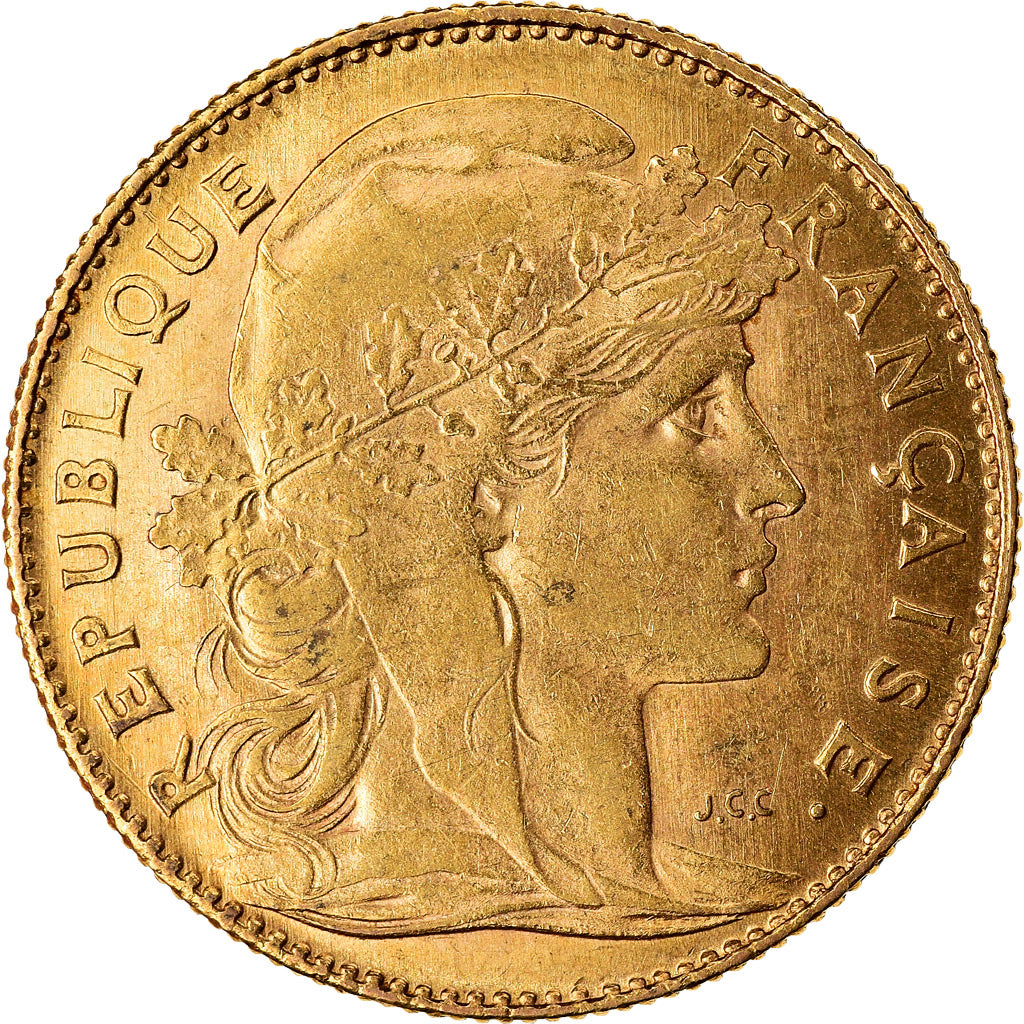 Moeda, França, Marianne, 10 Francs, 1912, Paris, AU(55-58), Dourado, KM:846
