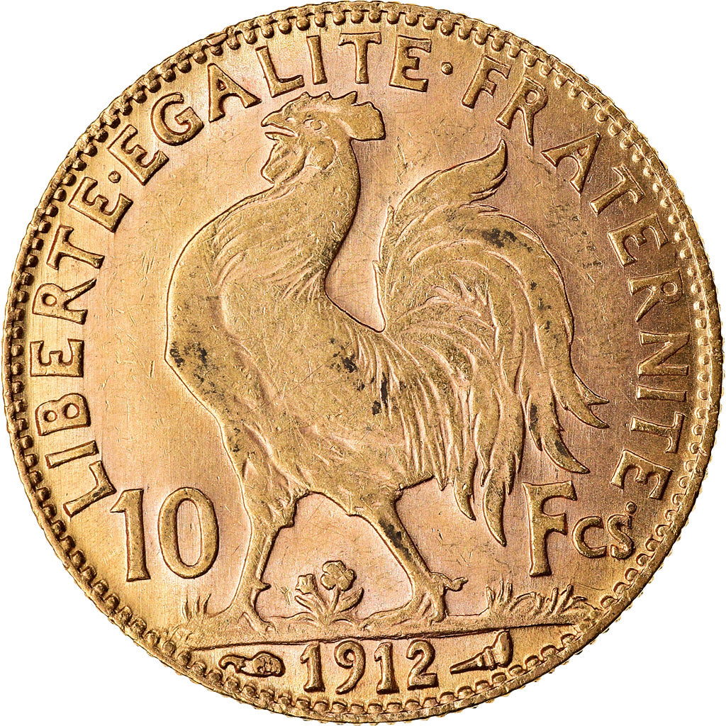 Moneda, Francia, Marianne, 10 Francs, 1912, Paris, EBC, Oro, KM:846