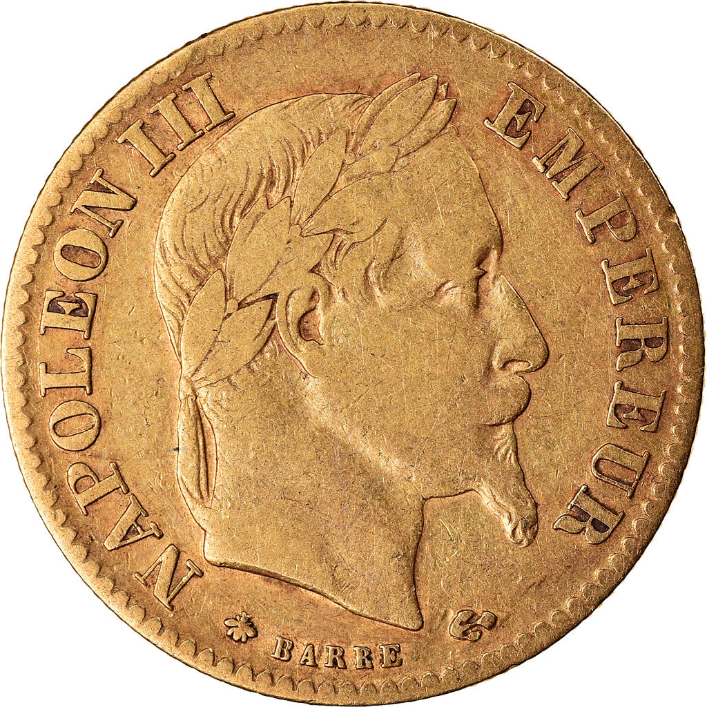 Munten, Frankrijk, 10 Francs, 1868, Paris, FR+, Goud, KM:800.1, Gadoury:1015