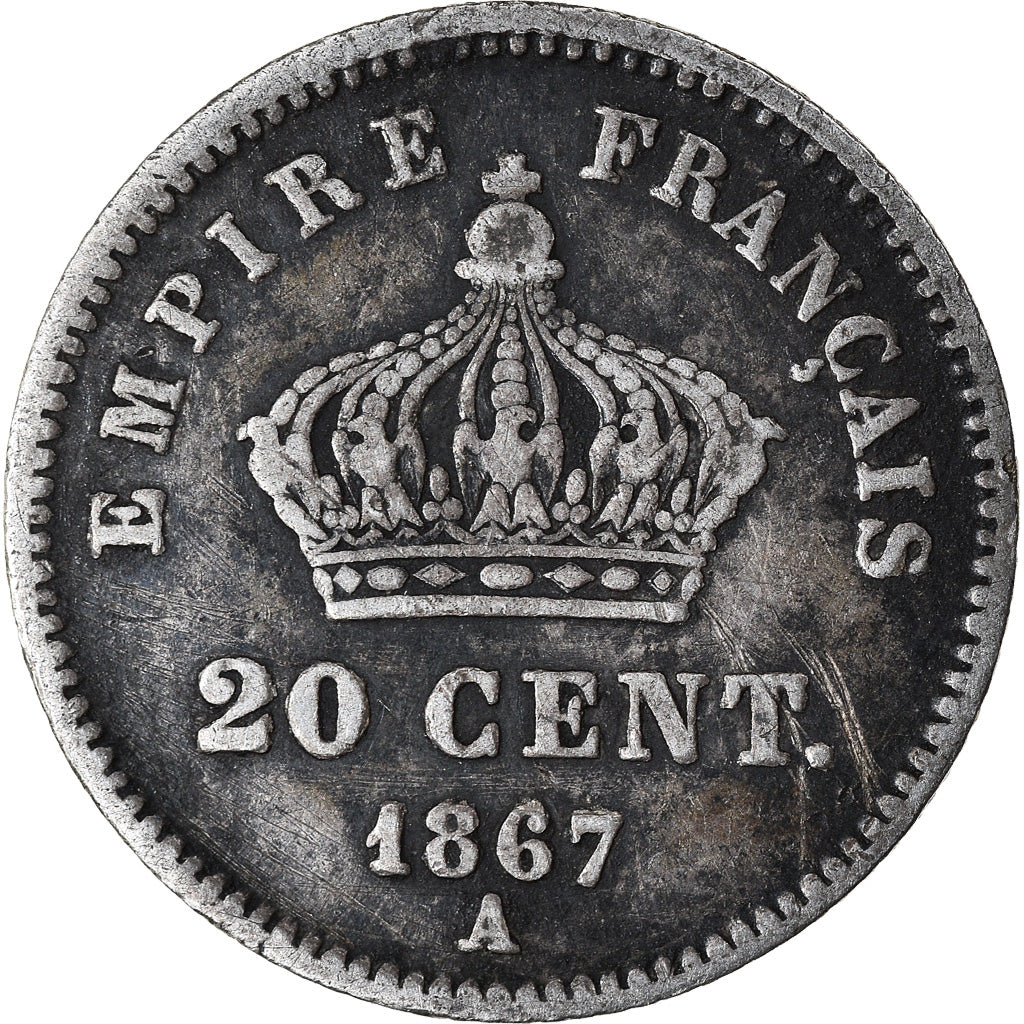 Coin, France, Napoleon III, Napoléon III, 20 Centimes, 1867, Paris, VF(30-35)