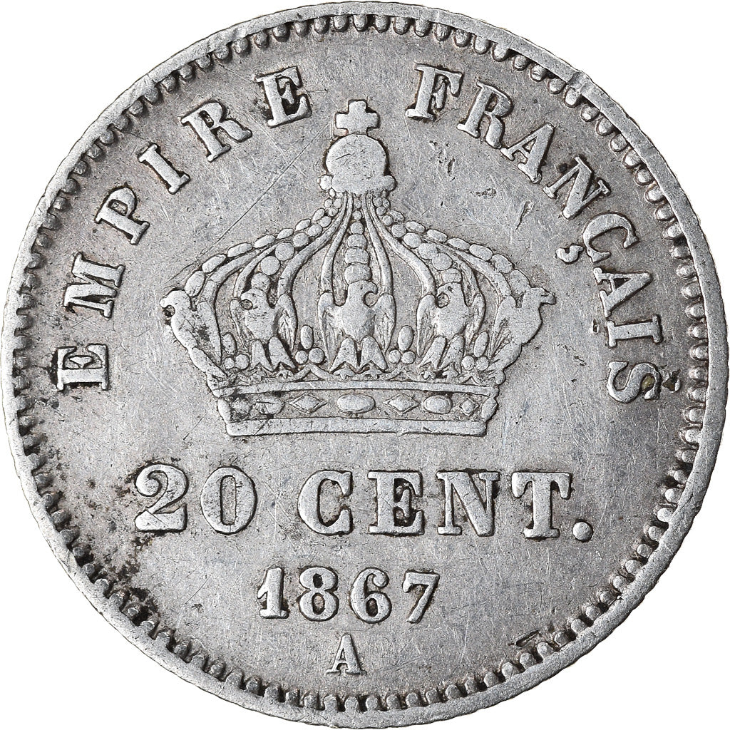 Coin, France, Napoleon III, Napoléon III, 20 Centimes, 1867, Paris, EF(40-45)