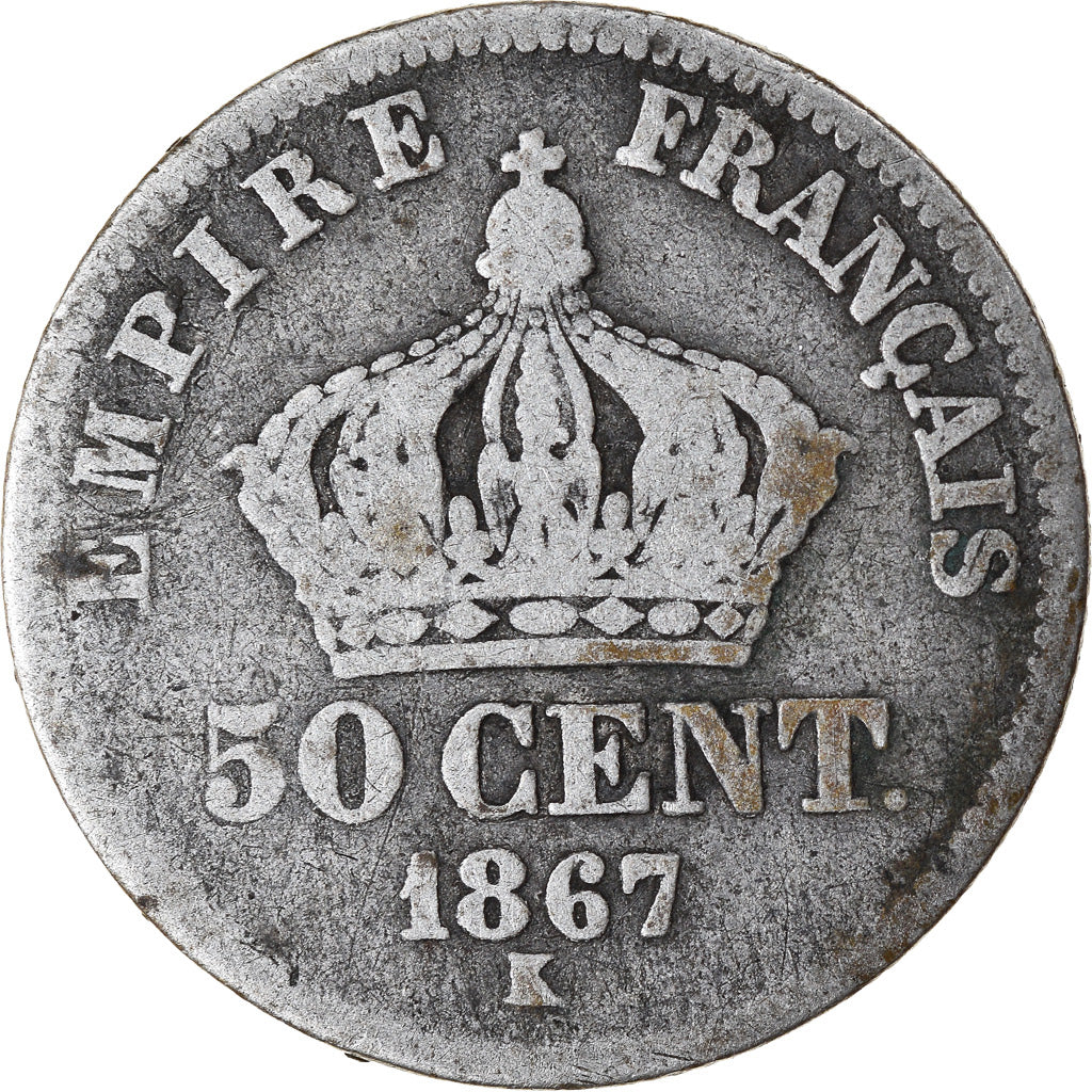 Coin, France, Napoleon III, Napoléon III, 50 Centimes, 1867, Bordeaux