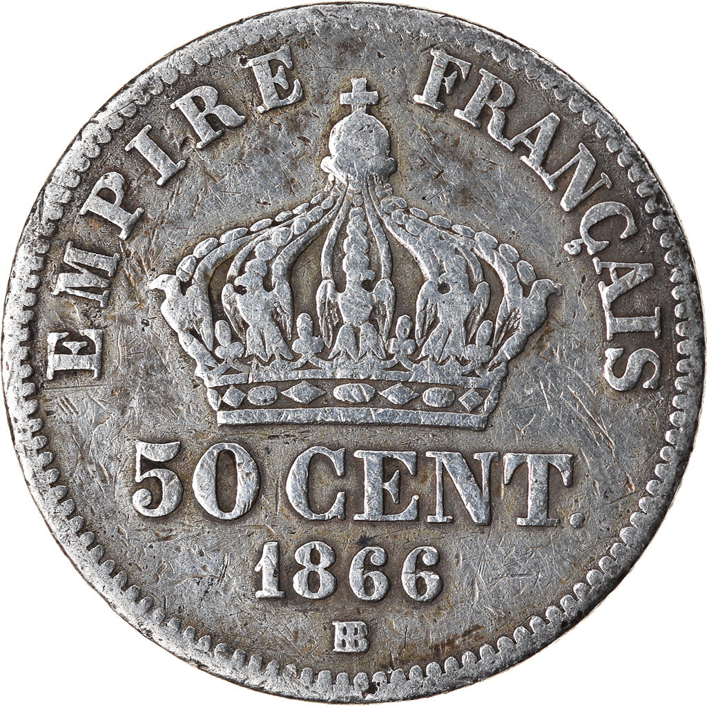 Coin, France, Napoleon III, Napoléon III, 50 Centimes, 1866, Strasbourg