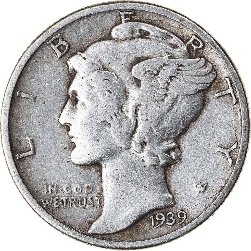 Coin, United States, Mercury Dime, Dime, 1939, U.S. Mint, Philadelphia