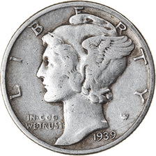 Coin, United States, Mercury Dime, Dime, 1939, U.S. Mint, Philadelphia
