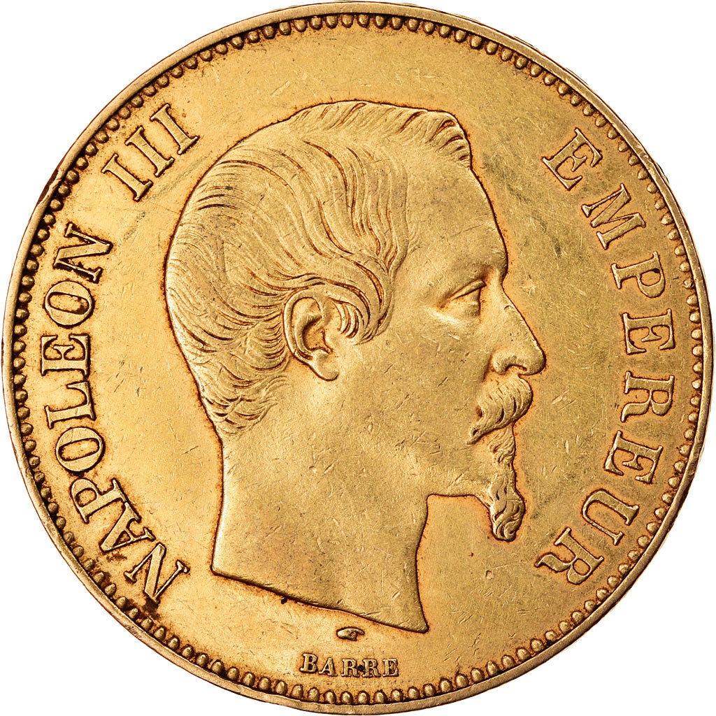 Moneda, Francia, Napoleon III, Napoléon III, 100 Francs, 1855, Paris, MBC, Oro