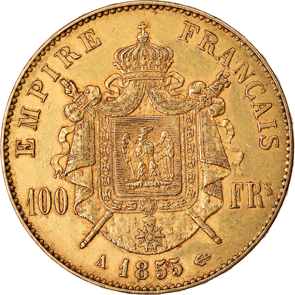 Moneda, Francia, Napoleon III, Napoléon III, 100 Francs, 1855, Paris, MBC, Oro