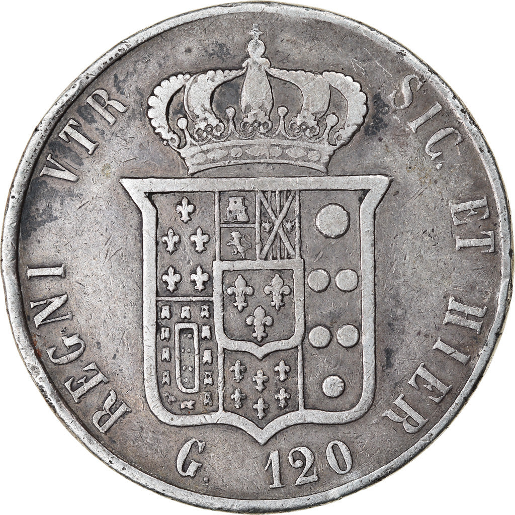ITALIAN STATES, Francesco II, 120 Grana, 1859, VF(20-25), Silver, KM:381