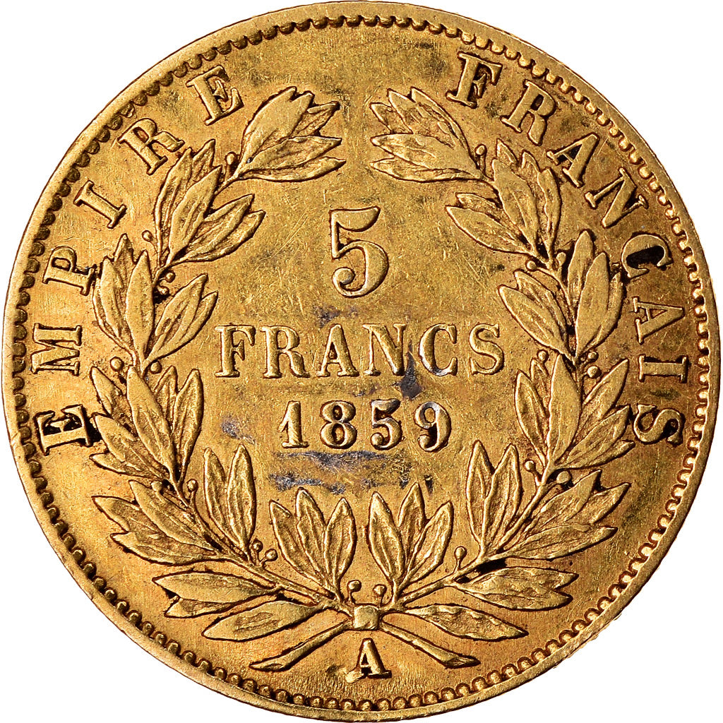 Munten, Frankrijk, Napoleon III, Napoléon III, 5 Francs, 1859, Paris, ZF, Goud