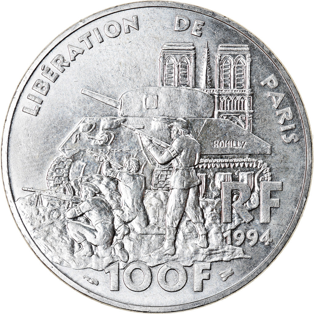 Coin, France, Libération de Paris, 100 Francs, 1994, MS(63), Silver, KM:1045.1