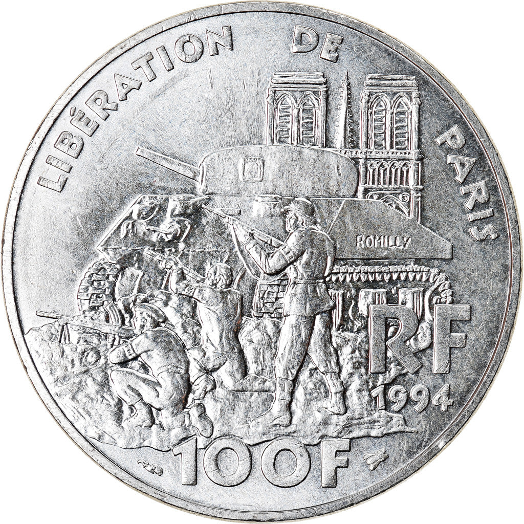 Coin, France, Libération de Paris, 100 Francs, 1994, MS(63), Silver, KM:1045.1