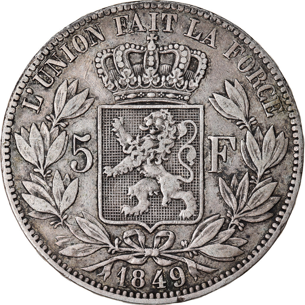 Coin, Belgium, Leopold I, 5 Francs, 5 Frank, 1849, VF(30-35), Silver, KM:17