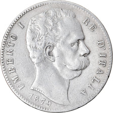 Coin, Italy, Umberto I, 5 Lire, 1879, Rome, VF(20-25), Silver, KM:20