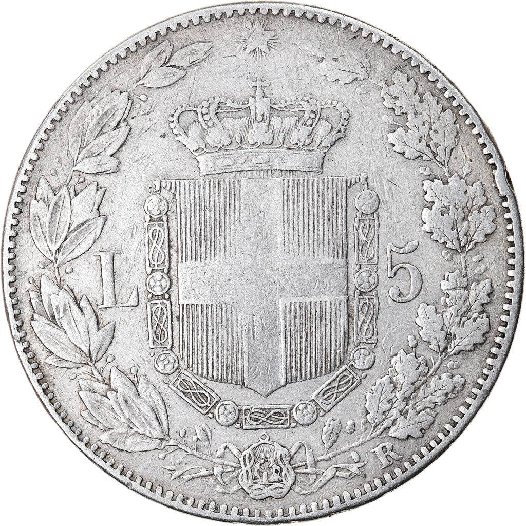 Coin, Italy, Umberto I, 5 Lire, 1879, Rome, VF(20-25), Silver, KM:20