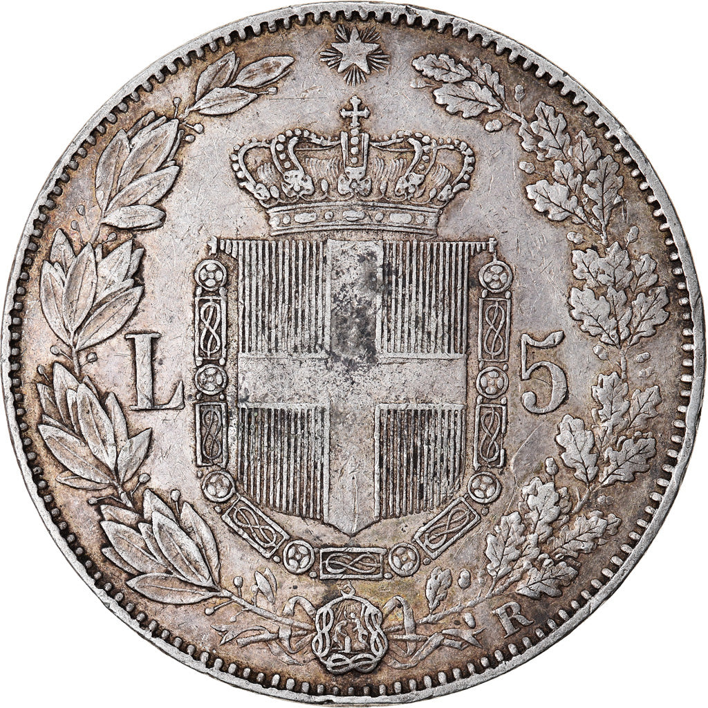 Coin, Italy, Umberto I, 5 Lire, 1879, Rome, EF(40-45), Silver, KM:20