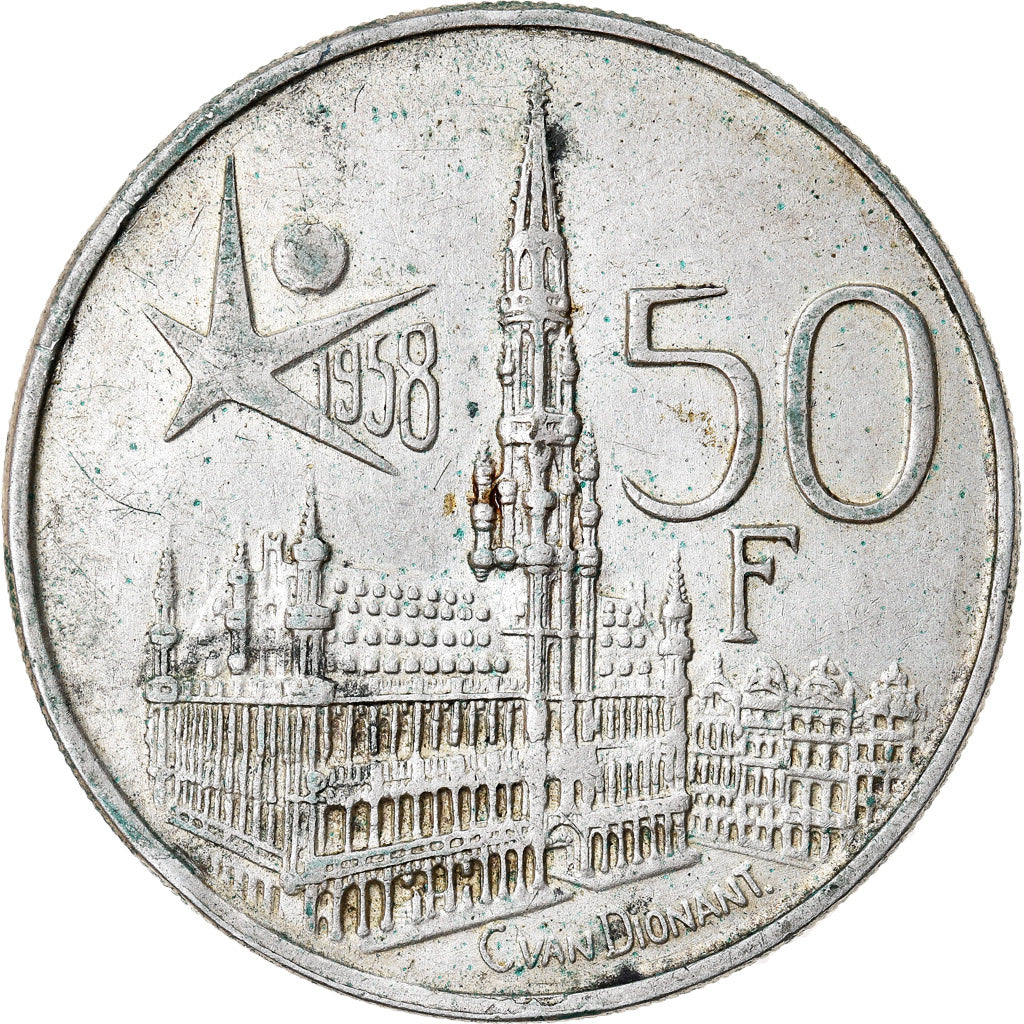 Coin, Belgium, 50 Francs, 50 Frank, 1958, Brussels, EF(40-45), Silver, KM:150.1