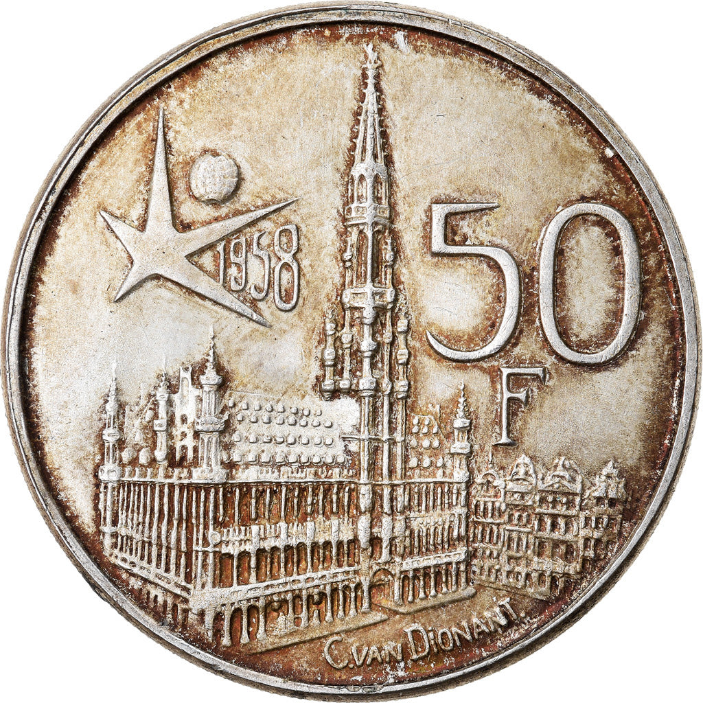 Coin, Belgium, 50 Francs, 50 Frank, 1958, AU(50-53), Silver, KM:151.1