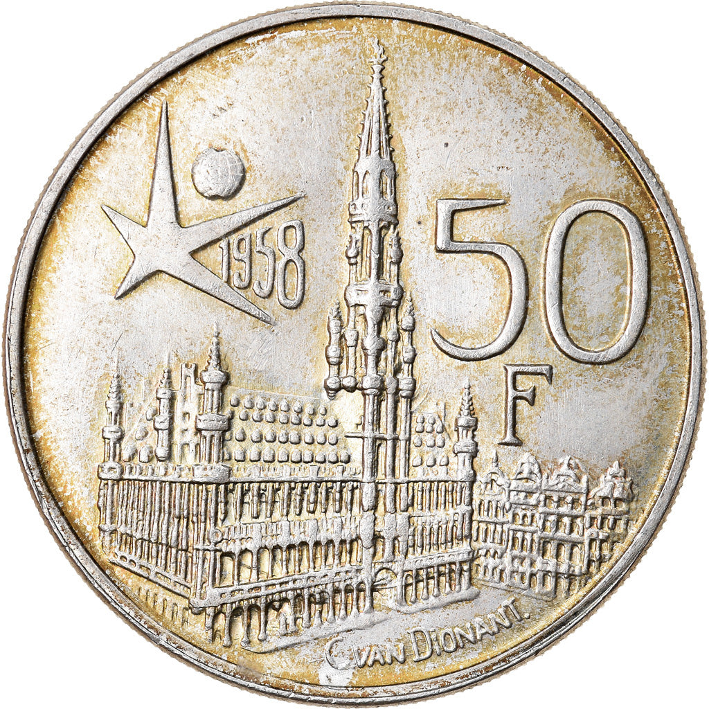 Coin, Belgium, 50 Francs, 50 Frank, 1958, MS(60-62), Silver, KM:151.1