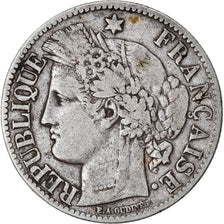 Moneta, Francia, Cérès, 2 Francs, 1871, Bordeaux, MB+, Argento, KM:817.2