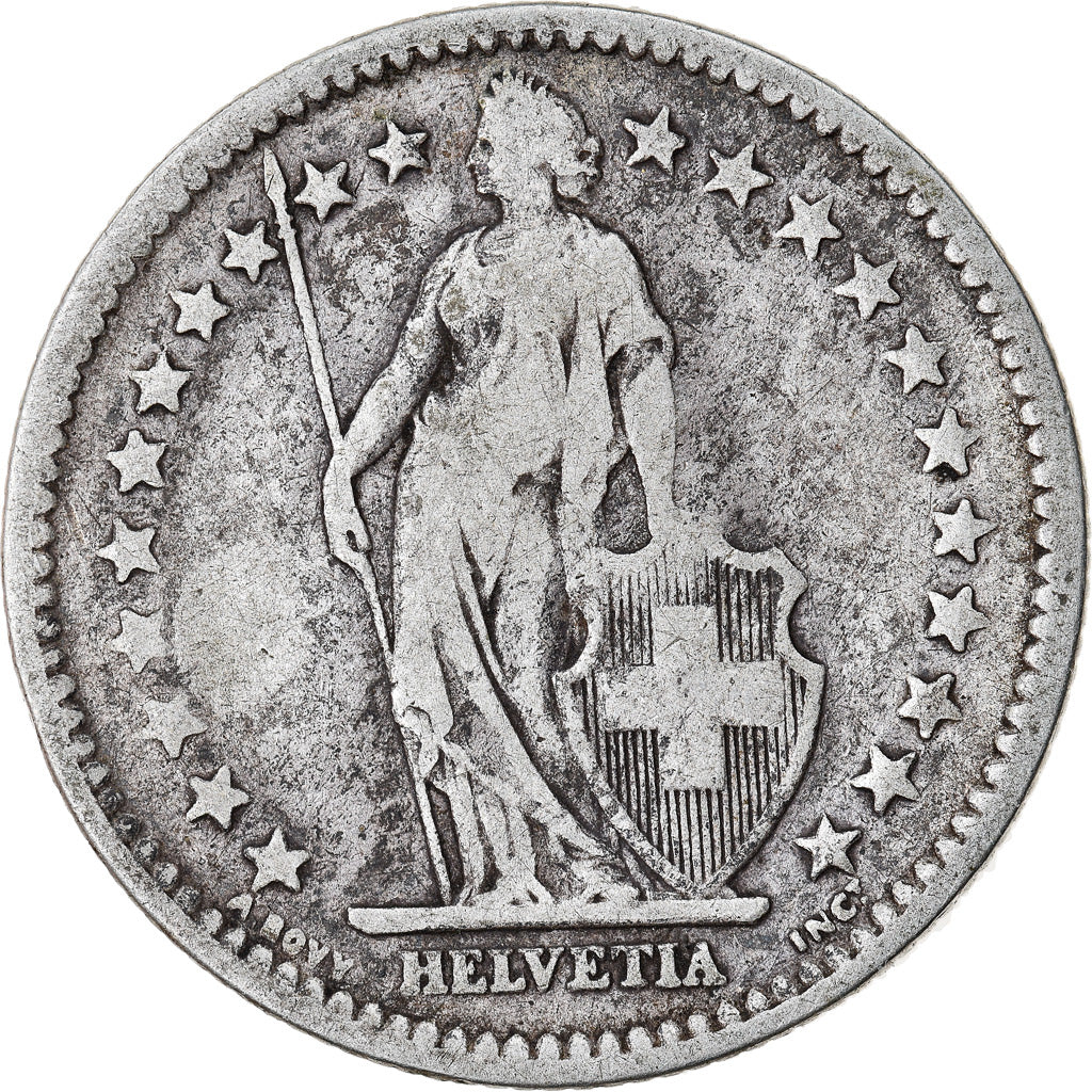 Coin, Switzerland, 2 Francs, 1886, Bern, VF(20-25), Silver, KM:21