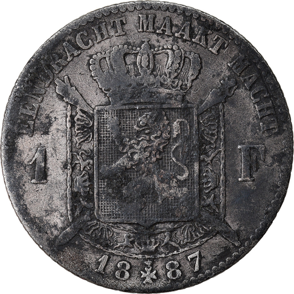 Coin, Belgium, Leopold II, Franc, 1887, VF(20-25), Silver, KM:29.1