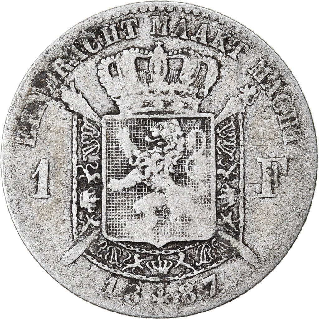 Coin, Belgium, Leopold II, Franc, 1887, VF(20-25), Silver, KM:29.1