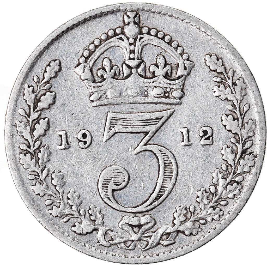 Moneta, Gran Bretagna, George V, 3 Pence, 1912, BB, Argento, KM:813