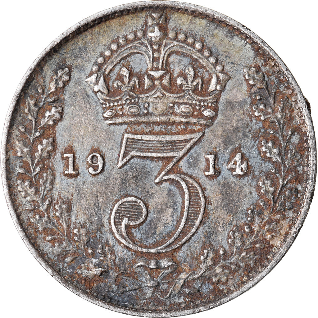 Moneta, Gran Bretagna, George V, 3 Pence, 1914, BB, Argento, KM:813