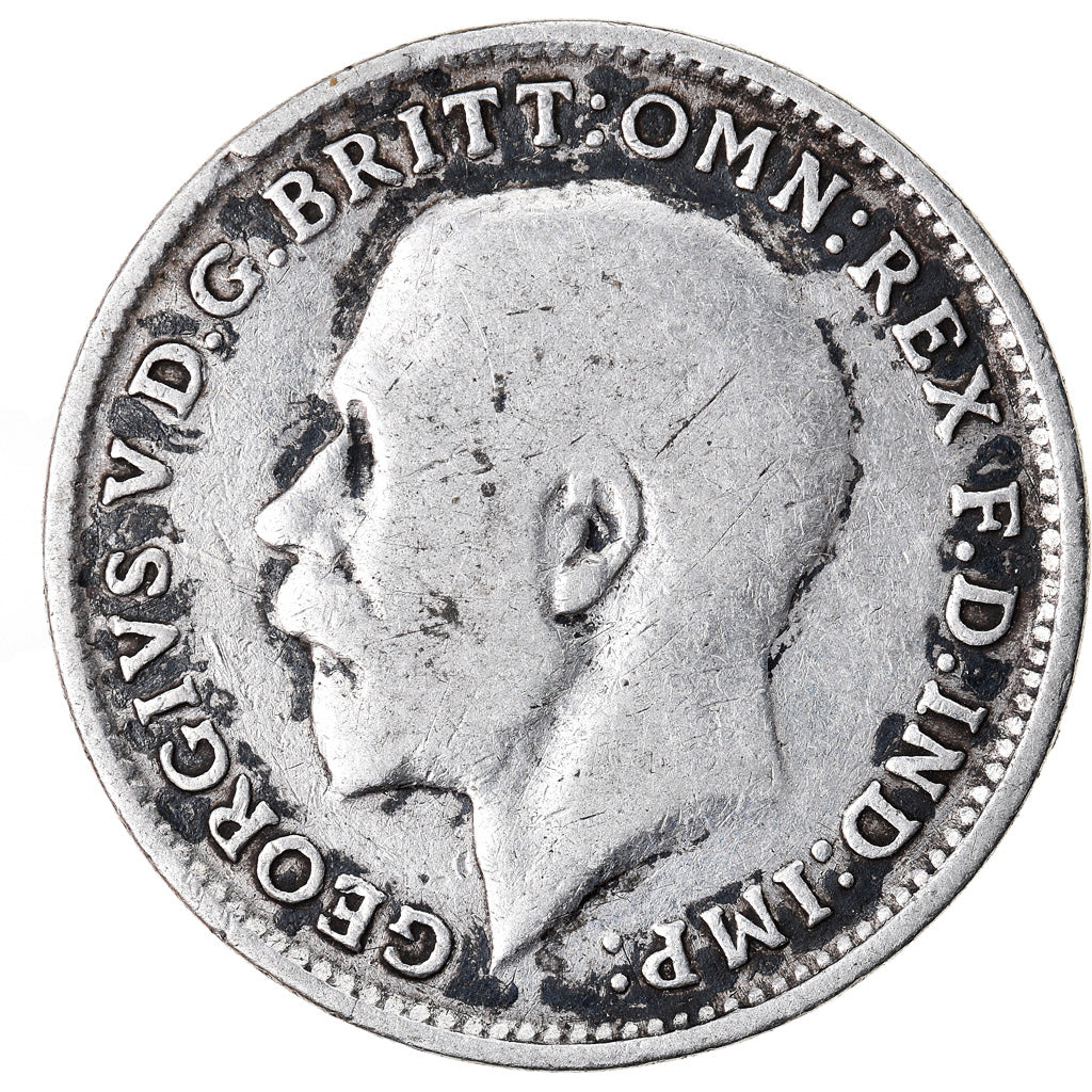 Moneta, Gran Bretagna, George V, 3 Pence, 1916, MB+, Argento, KM:813