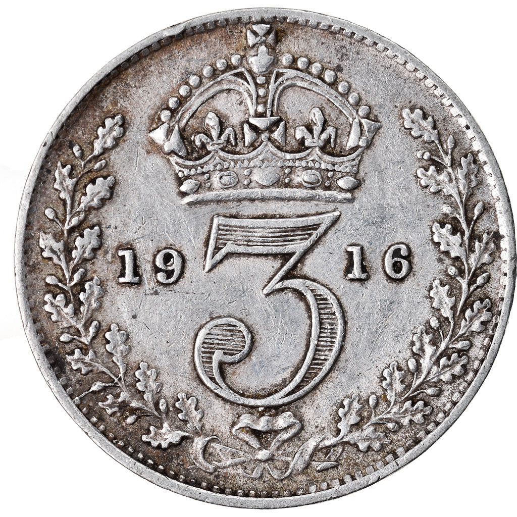 Moneta, Gran Bretagna, George V, 3 Pence, 1916, BB, Argento, KM:813