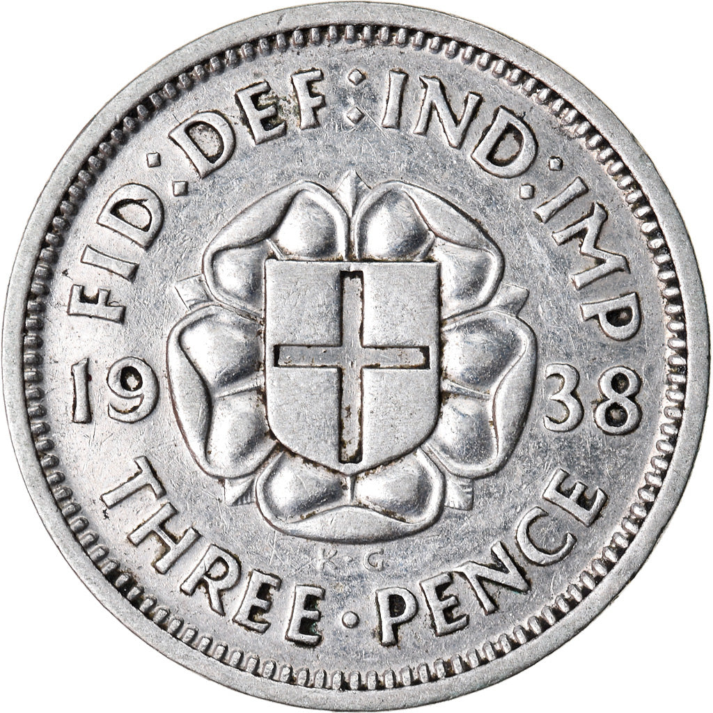 Coin, Great Britain, George VI, 3 Pence, 1938, EF(40-45), Silver, KM:848