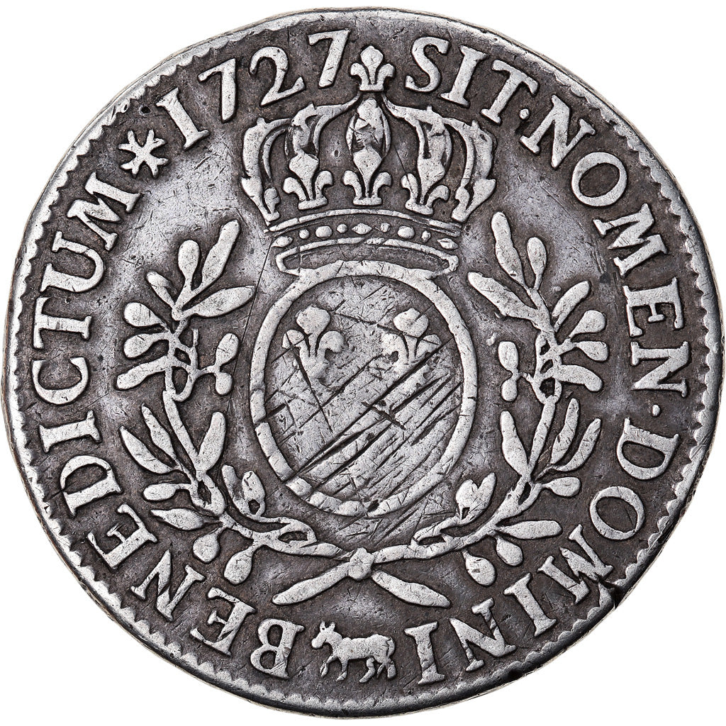 Munten, Frankrijk, Louis XV, Écu de Béarn aux branches d'olivier, Ecu, 1727