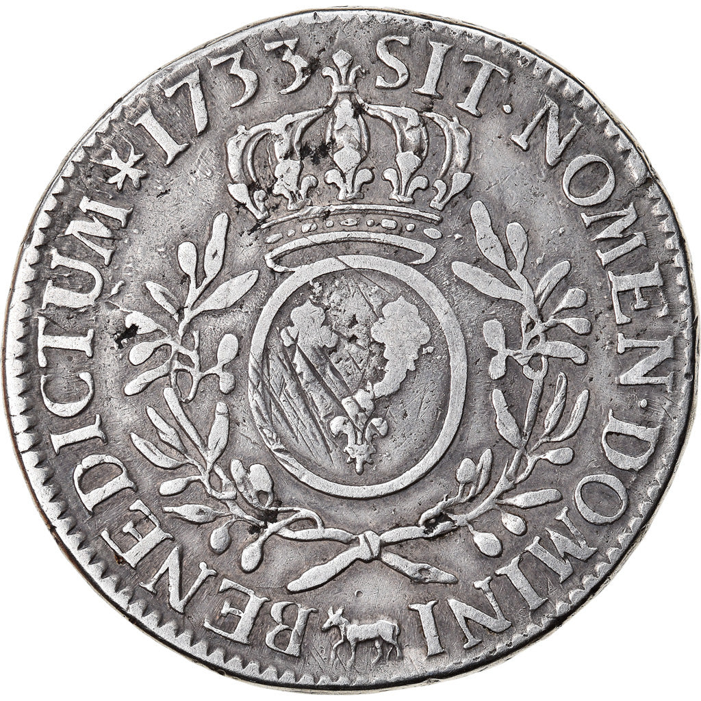 Moneda, Francia, Louis XV, Écu de Béarn aux branches d'olivier, Ecu, 1733