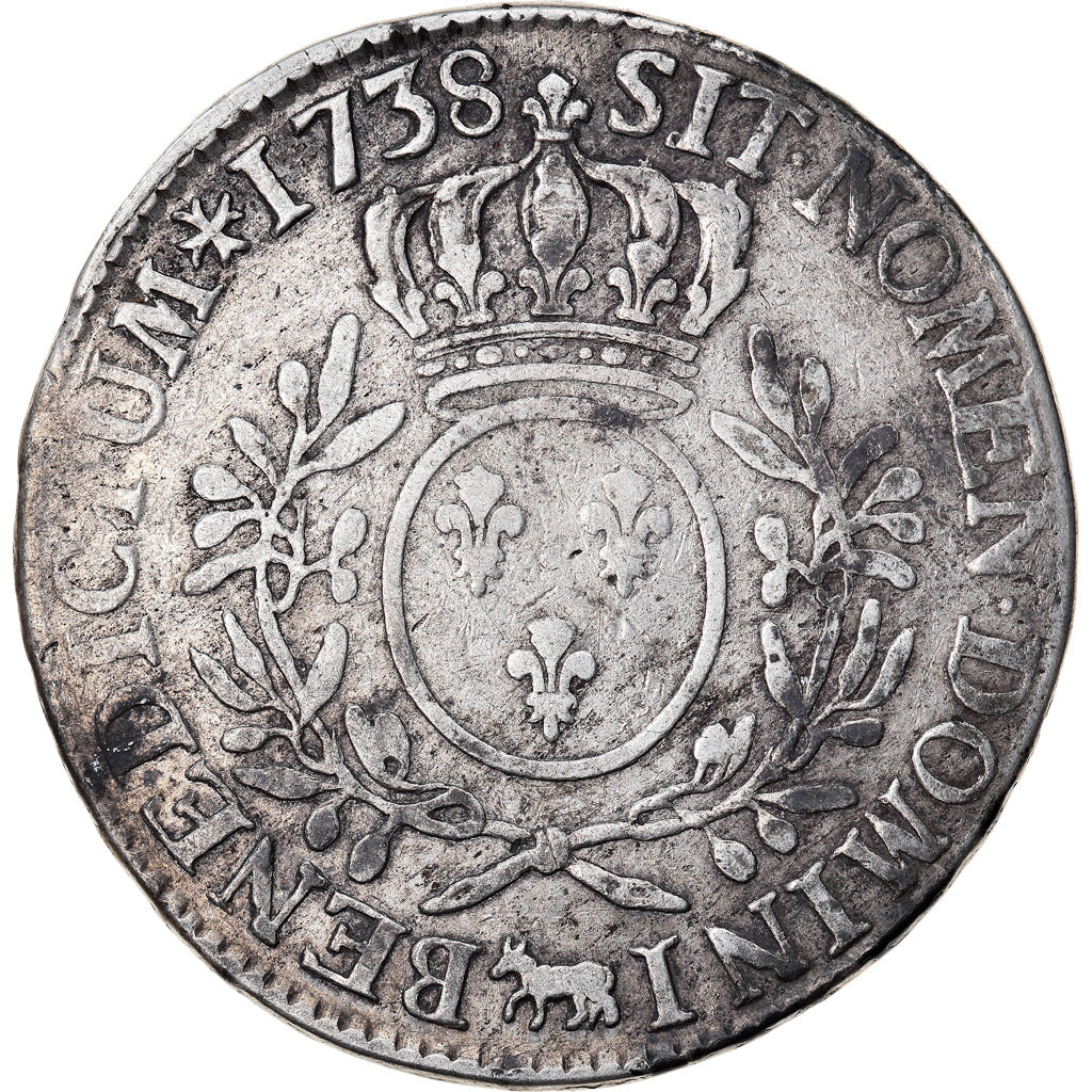 Coin, France, Louis XV, Écu de Béarn aux branches d'olivier, Ecu, 1738, Pau